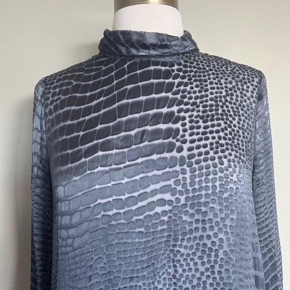 REISS Della Burnout Snake Blue Pattern Workwear Cocktail Silk Blend Blouse Top - Picture 15 of 16